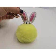 Cute Genuine Rabbit Fur Ball Pompom Keychain for Car Keyring handbag